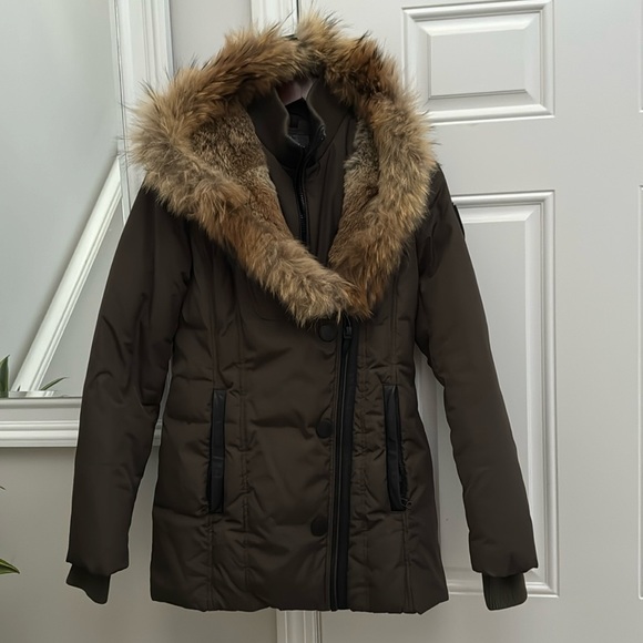Rudsak Atelier Noir Down Parka Jacket with natural fur, size S, great condition - Picture 1 of 9